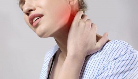 Nackenschmerzen aufgrund von Osteochondrose.
